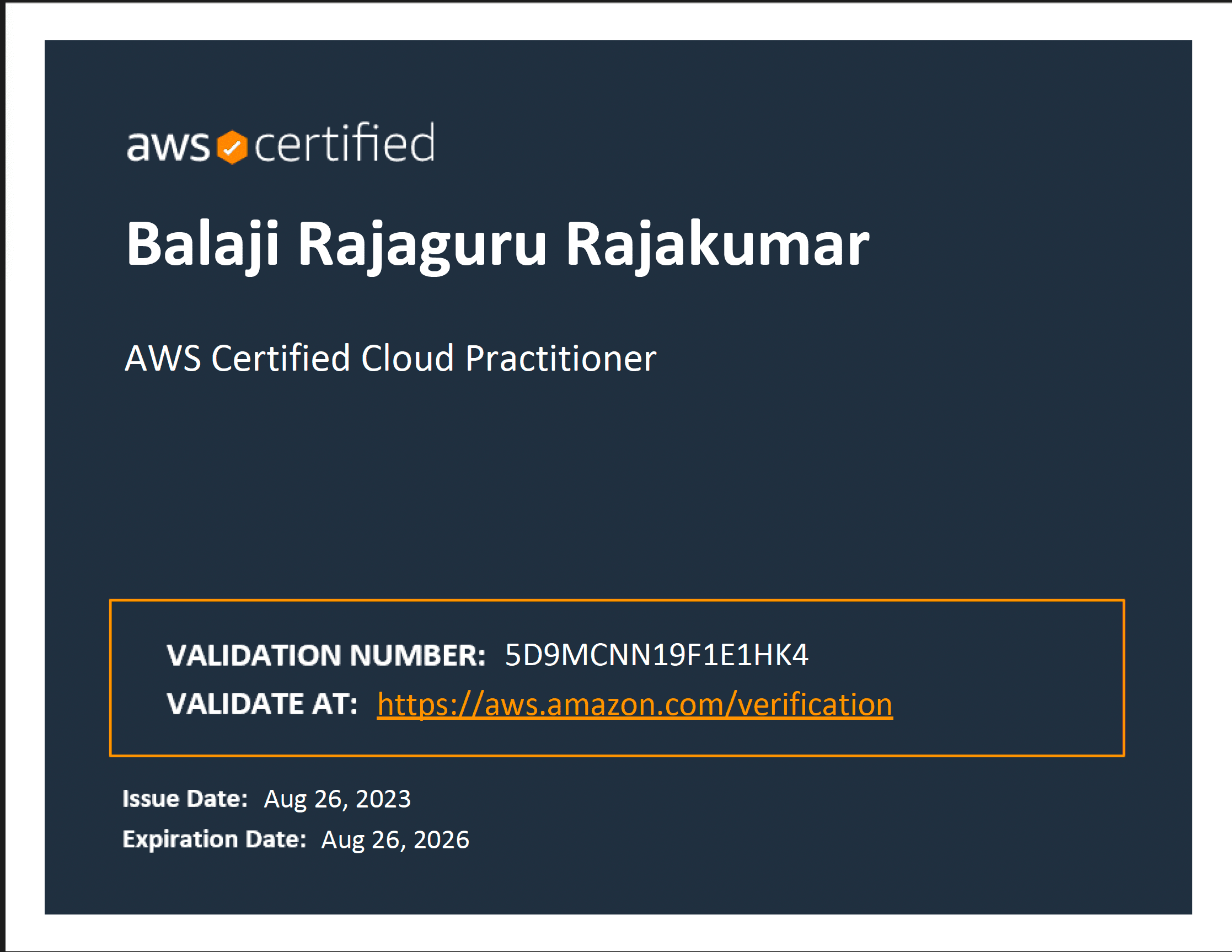 AWS Certified Cloud Practitioner certificate